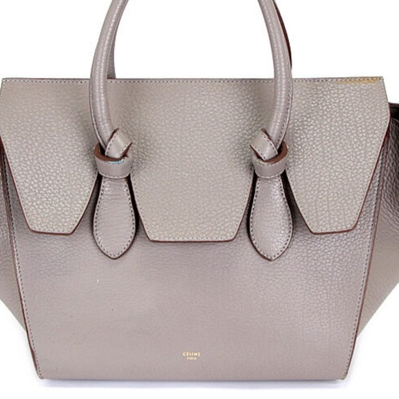 CELINE 
Tie Tote Bag Leather Gray Handbag - Picture 1 of 9